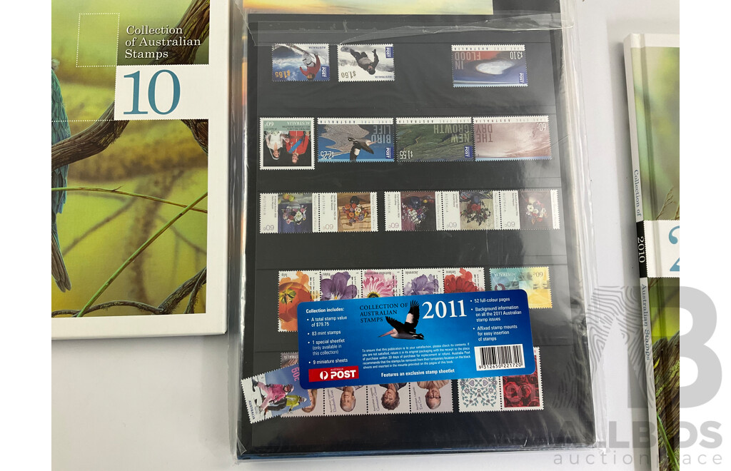 Two Australian Annual Stamp Collection Albums 2010 and 2011, Face Value $176