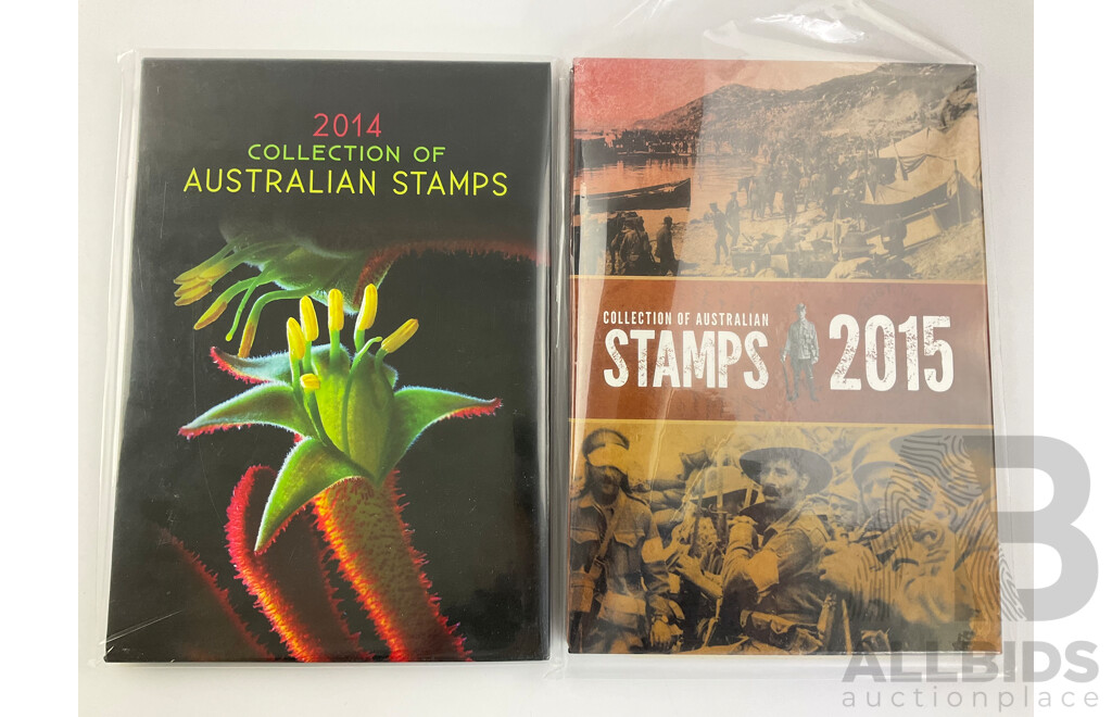 Two Australian Annual Stamp Collection Albums 2014 and 2015, Face Value $201