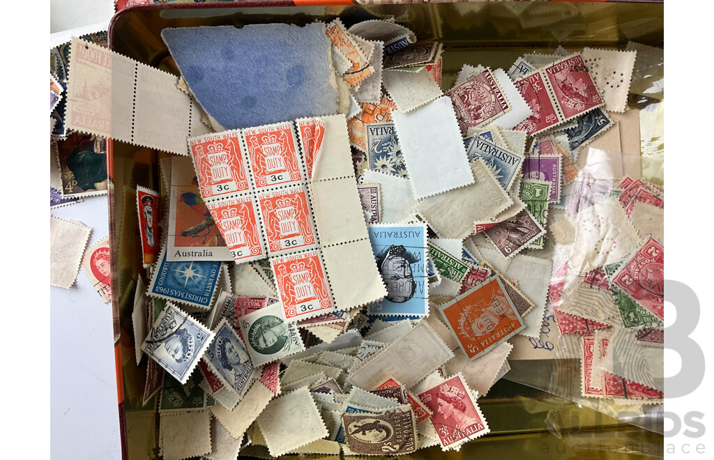 Collection of Cancelled International Stamps Including Australian Predecimal, Britain, Phillipines and More with Embassy Stamp Album