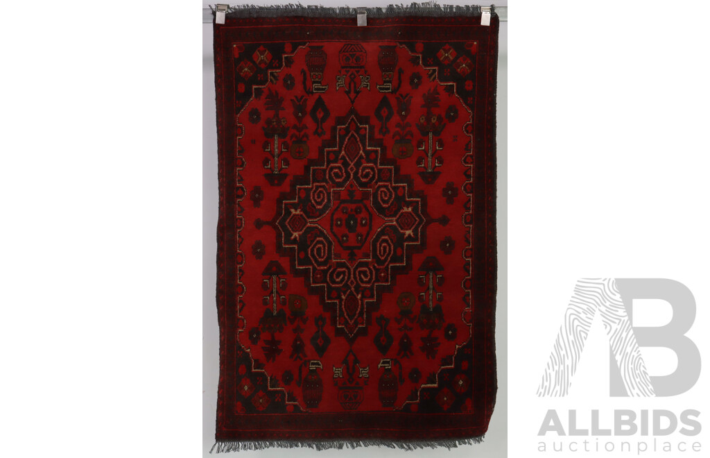 Hand Knotted Persian Baluchi Wool Rug with Traditional Design