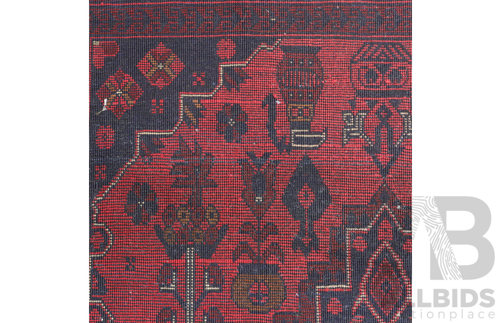 Hand Knotted Persian Baluchi Wool Rug with Traditional Design