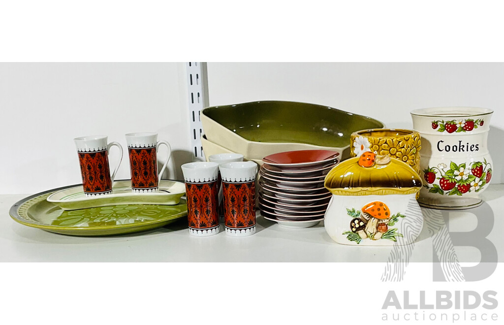 Collection of Vintage and Retro Tableware Including Cups and Saucers From Mikasa Fine China