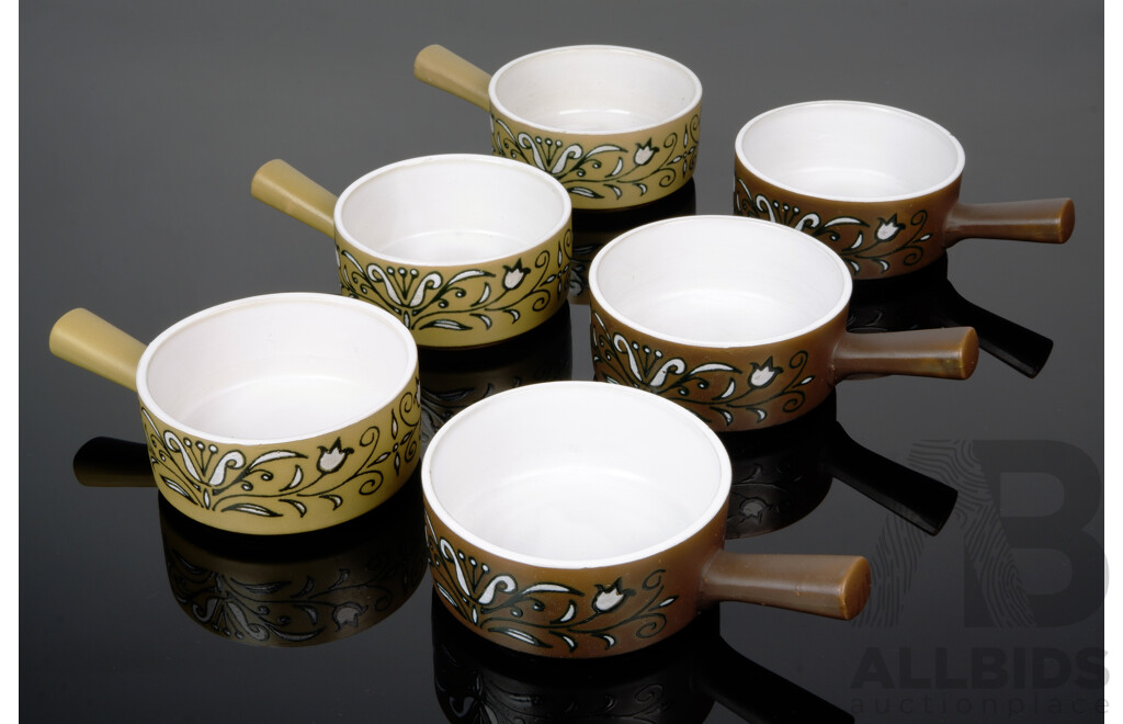 Set Six Vintage Mid Century Japan Ceramic Ovenproof Ramekins