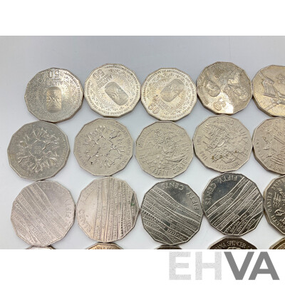 Collection of Australian Commemorative Fifty Cent Coins Including 2017 Mabo(2) 2016 Fifty Years Decimal Currency(3) 1981 Charles Diana(4) 2004 Wildlife(2) 2019 Indigenous Language(4) 1977 Silver Jubilee(2) ......