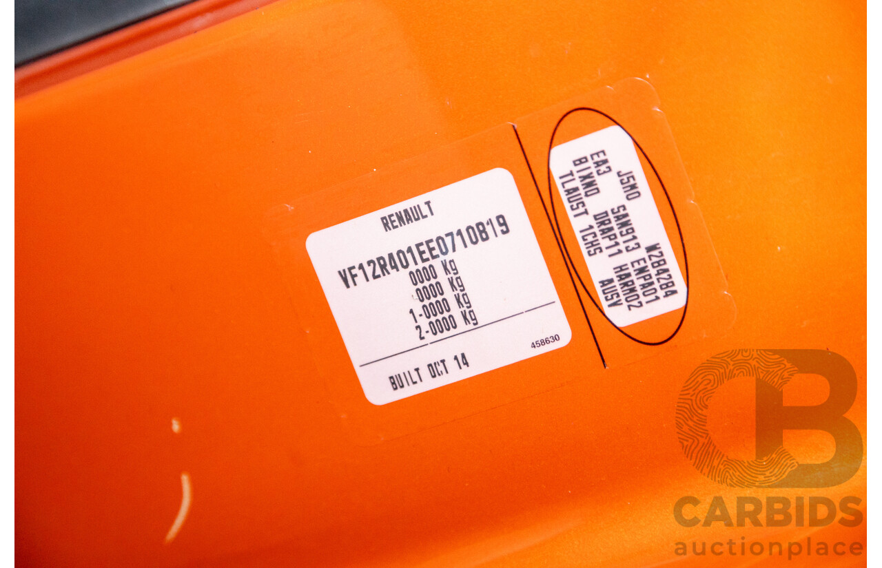 1/2015 Renault Captur Dynamique X87 4d Wagon Corsica Orange / Diamond Black Metallic Turbo 1.2L