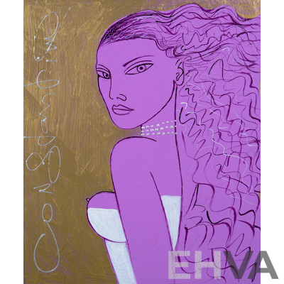 Constantine Popov, (20th Century, Russian Australian, 1962-), Girl on Gold and Girl on Bronze, Acrylic on Board, 30 x 25 cm (2)