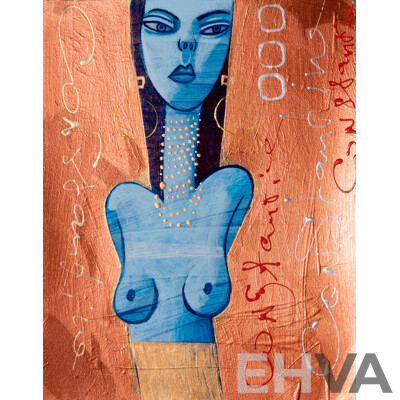 Constantine Popov, (20th Century, Russian-Australian, 1962-), Girls with Earrings, Acrylic on Card, 30.5 x 30.5 cm (largest) (3)