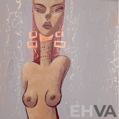 Constantine Popov, (20th Century, Russian-Australian, 1962-), Girls with Earrings, Acrylic on Card, 30.5 x 30.5 cm (largest) (3)