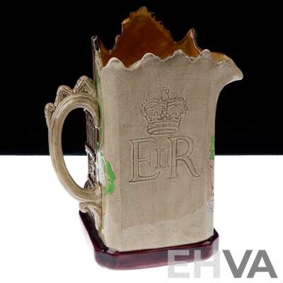 Vintage Burleigh Ware Hand Made & Decorated Porcelain Character Jug, The Coronation of Queen Elizabeth II