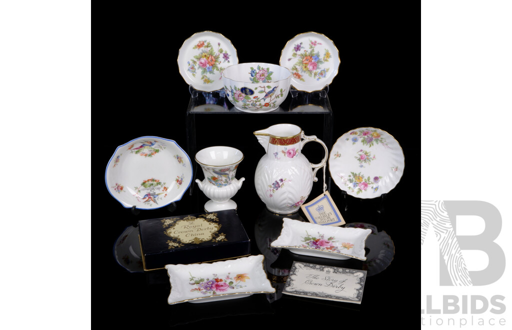 Collection Quality English Porcelain Including Coalport, Minton, Royal Crown Derby, Wedgwood Royal Doulton, Aynsley and More