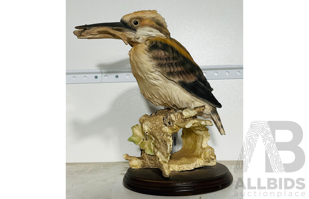 Lovely Statue of Kookaburra Catching Fish