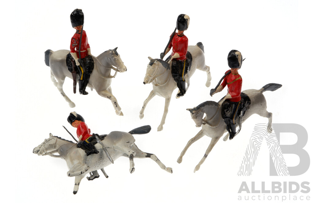 Collection Four Antique Britain's Lead Cavalry Soldier Figures