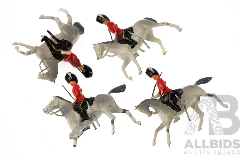 Collection Four Antique Britain's Lead Cavalry Soldier Figures