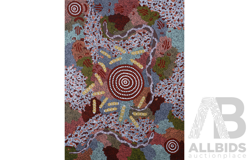 Michael Nelson Tjakamarra, (Australian Indigenous, Warlpiri Tribe, C1946-2020), Rock Wallaby Dreaming, Acrylic on Canvas