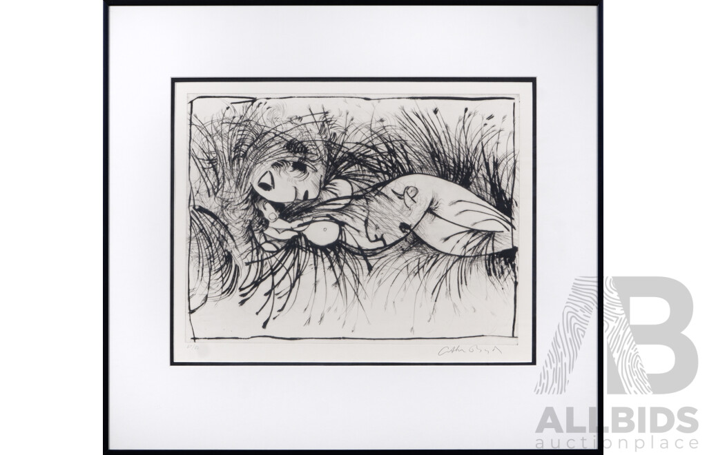 Arthur Boyd, (Australia, 1920-1999), Nude in Cornfield, Ink and Paper Etching, 1962, Second Edition of 82, 67/82