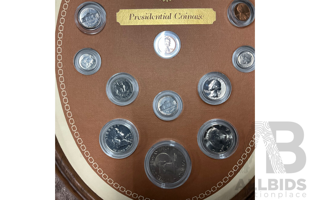 USA Lincoln Memorial, Obsolete and Presidential Coin Collection with Replica Confederacy Currency