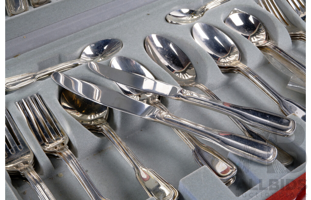 Vintage 57 Piece W a Rogers by Oneida Flatware Set in Silver Dijon Pattern in Wooden Canteen