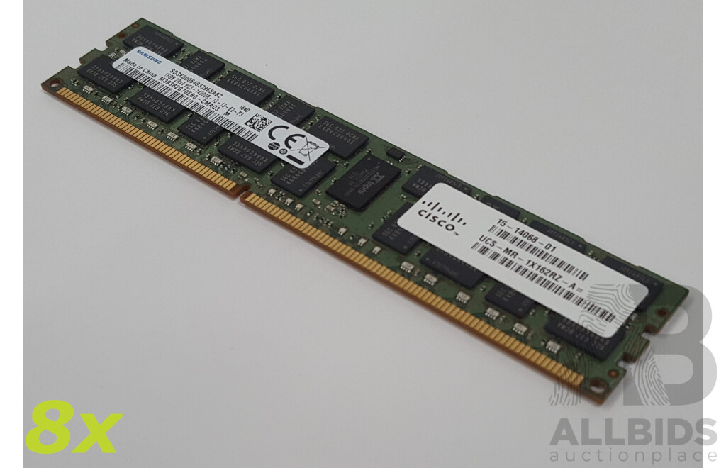 Samsung 16GB ECC DDR3 14900R RDIMM RAM - Lot of Eight