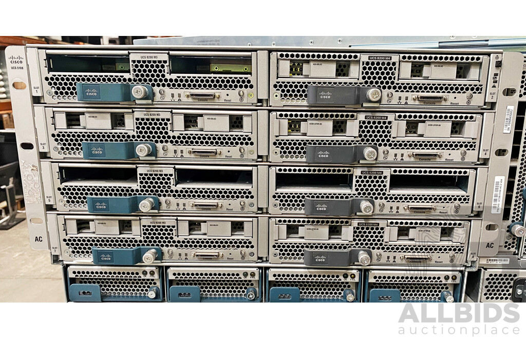 Cisco (UCS 5108) Server Chassis W/ 8x Cisco Intel Xeon Blade Servers