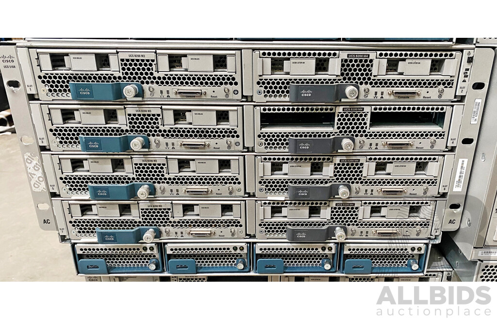 Cisco (UCS 5108) Server Chassis W/ 8x Cisco Intel Xeon Blade Servers