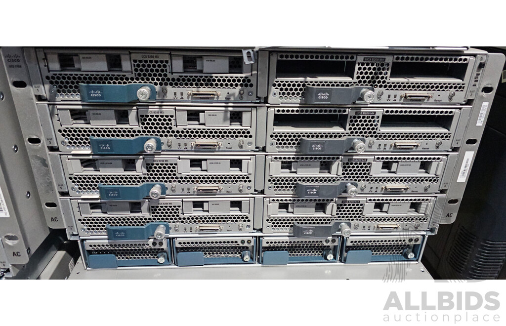Cisco (UCS 5108) Server Chassis W/ 8x Cisco Intel Xeon Blade Servers