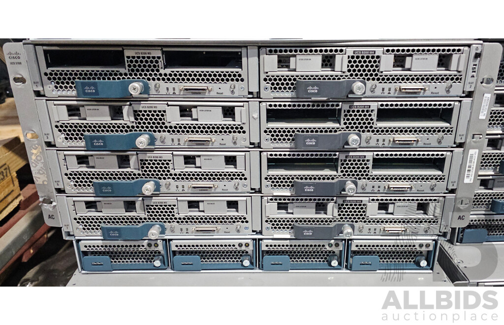 Cisco (UCS 5108) Server Chassis W/ 8x Cisco Intel Xeon Blade Servers