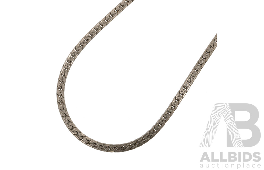 Vintage Silver Diamond Cut Flat Curb Link Chain, 45cm, Hallmarked 'Classic'