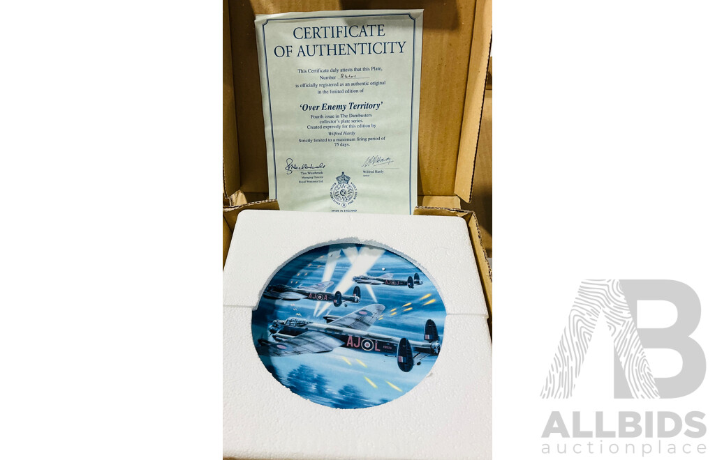 Collection of Nine Collectable Royal Worcester 50th Anniversary Dambuster Plates - All in Original Boxes with Certificate of Authenticity