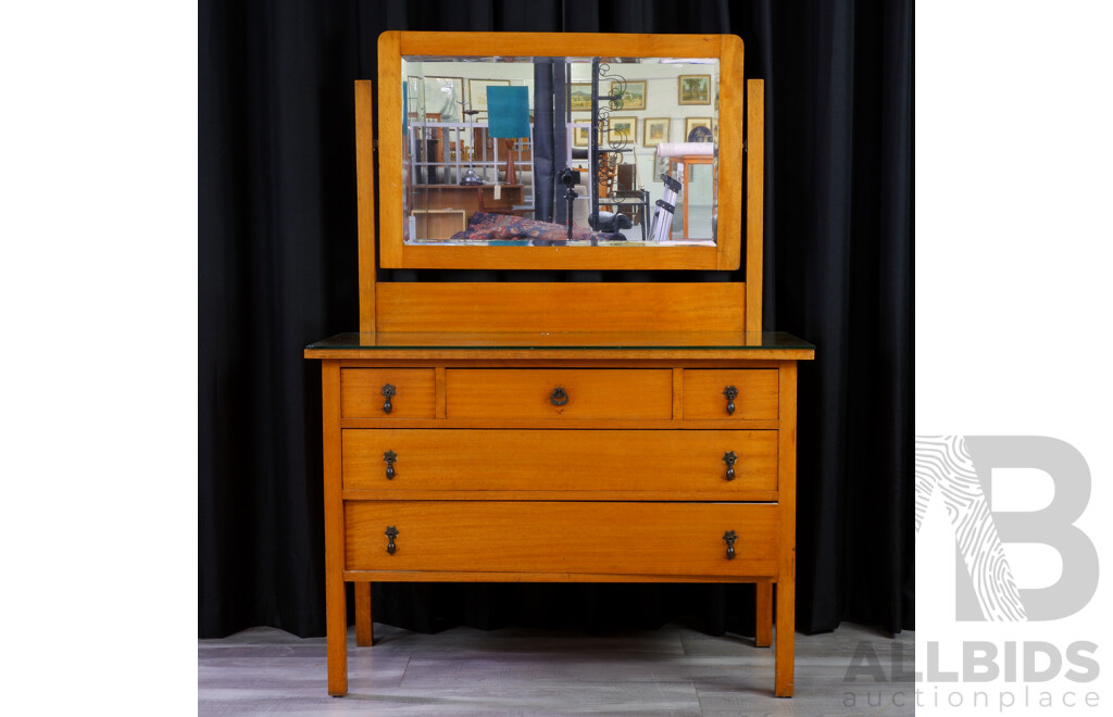 Silky Oak Mirror Backed Dresser