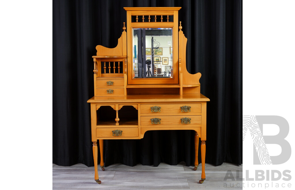 Edwardian Pine Mirrored Back Dressing Chest