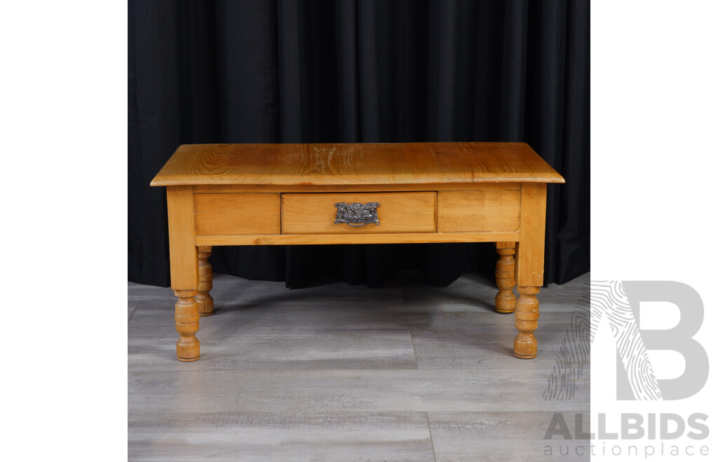 Pine Coffee Table with Single Drawer