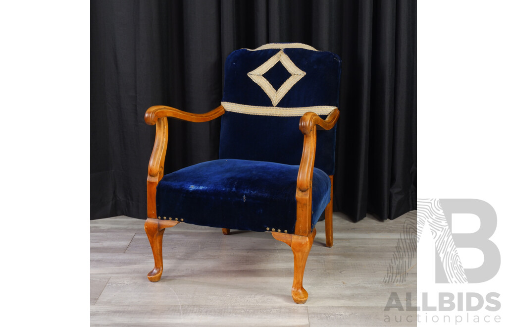 Art Deco Maple Framed Upholstered Arm Chair