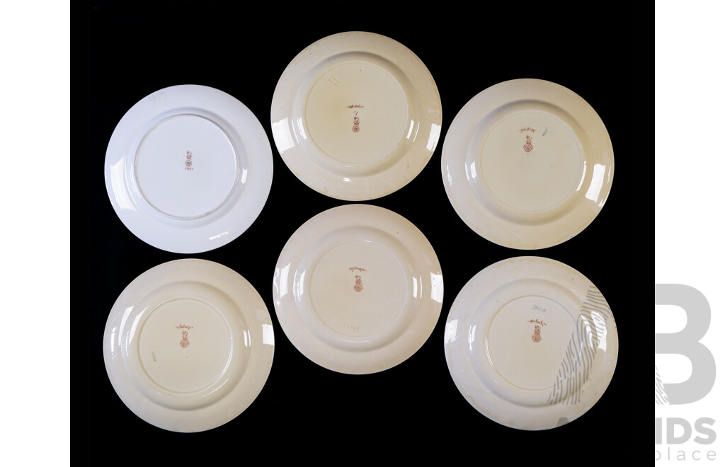 Collection Six Antique Royal Doulton Porcelain Shakespeare Series Mains Plates Comprising Wolseley, Katharine,Shylock, Orlando, Falstaff & Portia