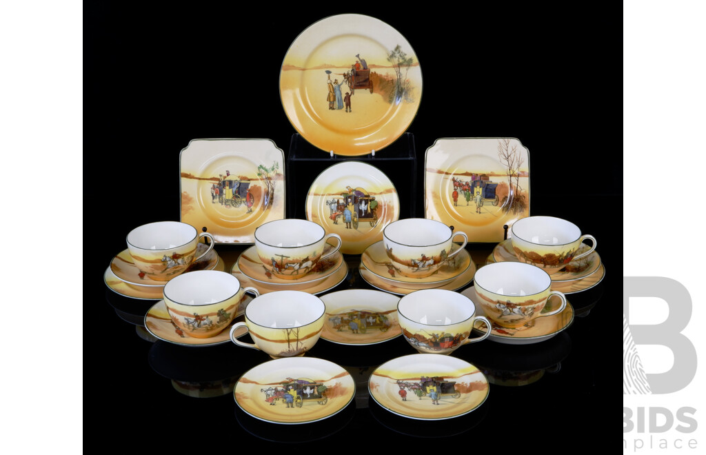 Nice Collection 25 Pieces Antique Royal Doulton Porcelain Coaching Days Series Pieces