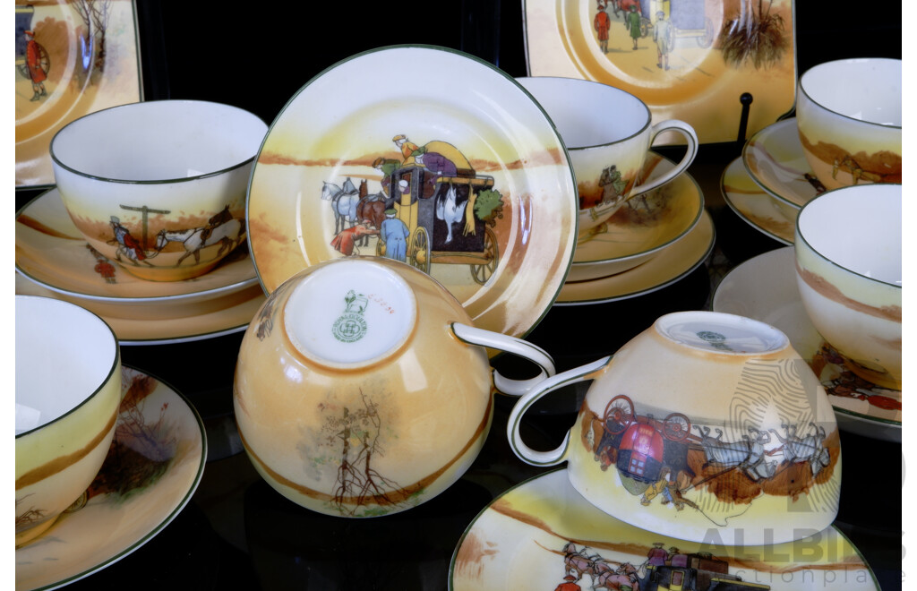 Nice Collection 25 Pieces Antique Royal Doulton Porcelain Coaching Days Series Pieces