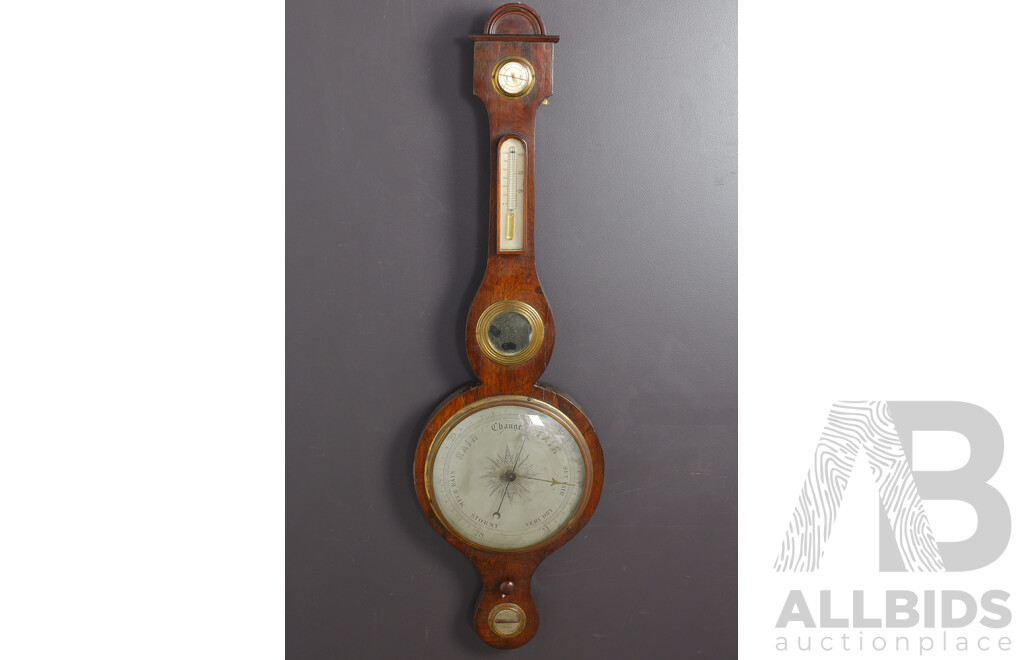 Edwardian Mahogany Wall Mount Berometer