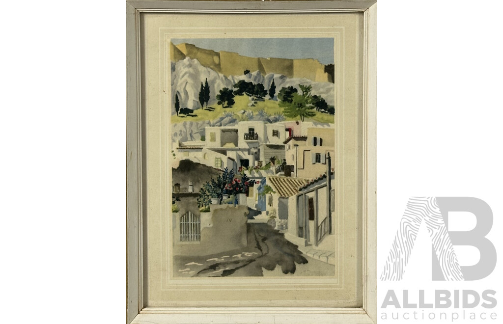 Collection of Four Vintage Prints Including Mt. Razorback, MacDonnell Ranges, N.T. and Greek Village, Framed (4)