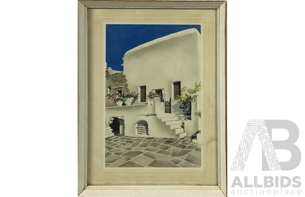 Collection of Four Vintage Prints Including Mt. Razorback, MacDonnell Ranges, N.T. and Greek Village, Framed (4)