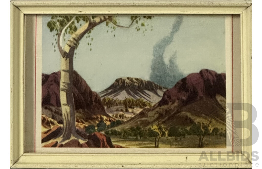 Collection of Four Vintage Prints Including Mt. Razorback, MacDonnell Ranges, N.T. and Greek Village, Framed (4)