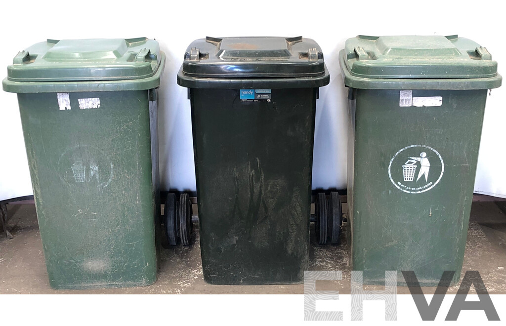 Handy Bin 100L Green Wheelie Bins - Lot of Three