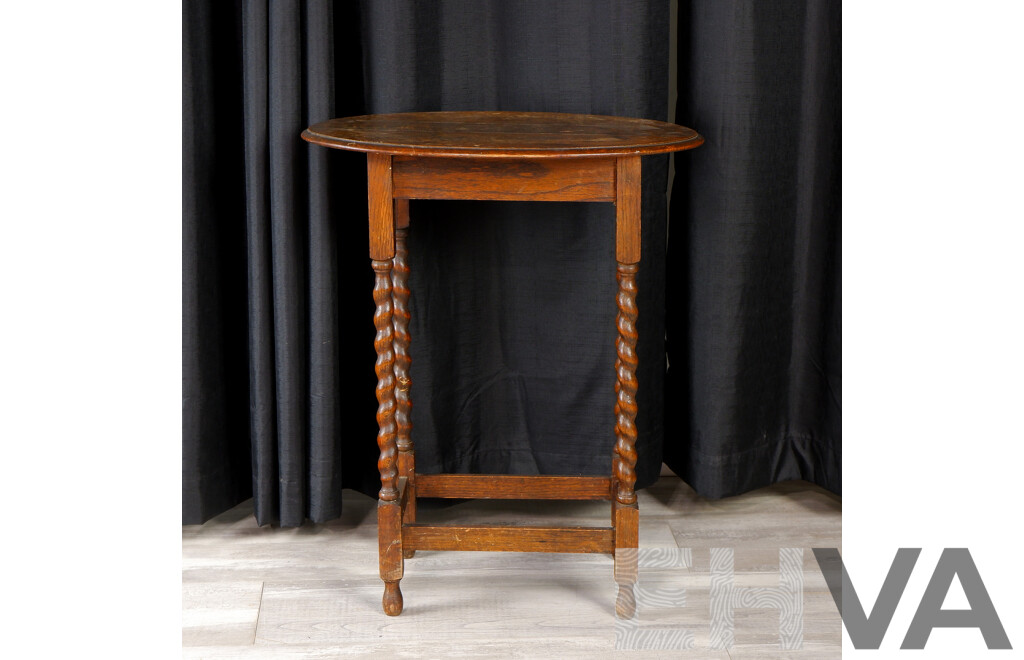 Oak Barley Twist Side Table