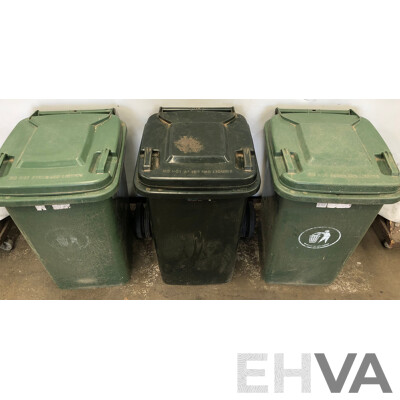 Handy Bin 100L Green Wheelie Bins - Lot of Three