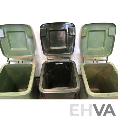Handy Bin 100L Green Wheelie Bins - Lot of Three