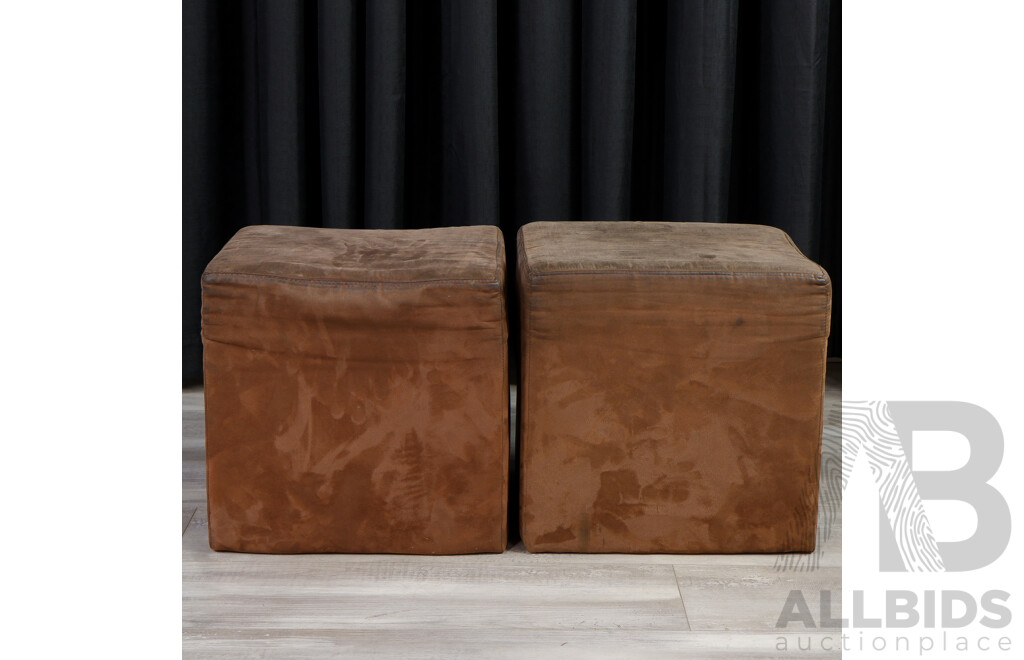 Pair of Modern Suede Ottomans