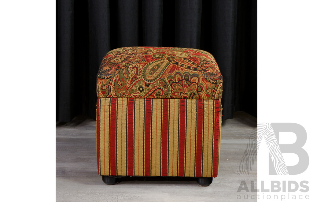 Lift Top Ottoman with Brocade Upholstery