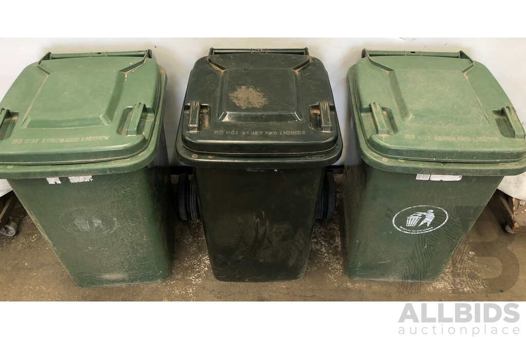 Handy Bin 100L Green Wheelie Bins - Lot of Three