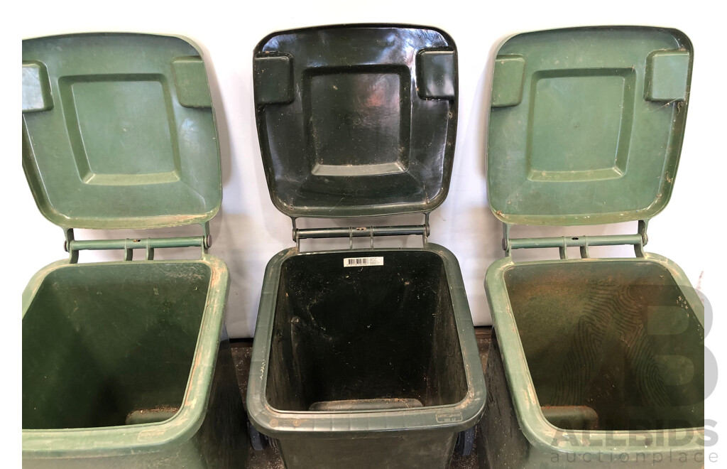 Handy Bin 100L Green Wheelie Bins - Lot of Three