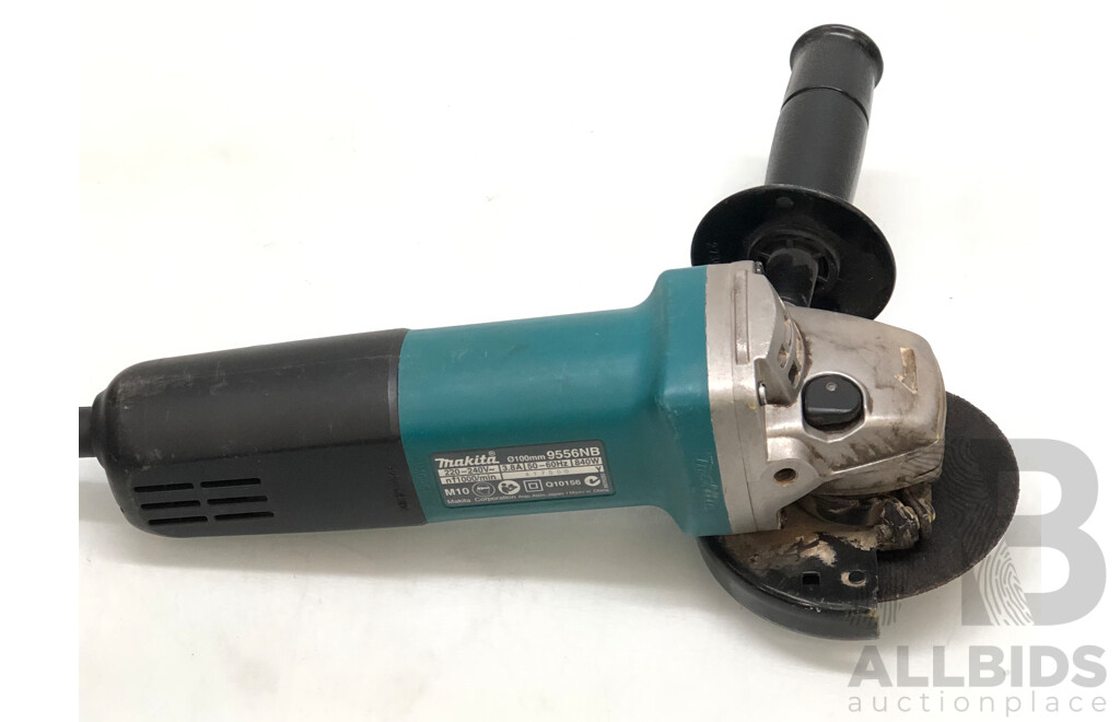 Makita 840 Watt 100mm Electric Angle Grinder and Makita 680 Watt Hammer Drill/Driver