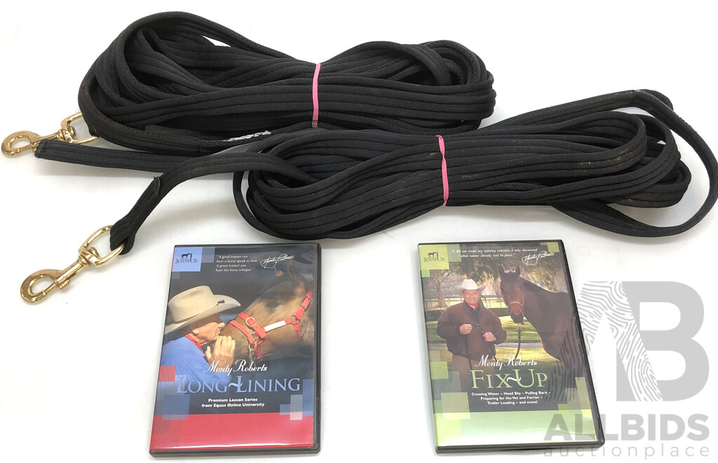 Set of Two Monty Roberts Long Lines(9.4m) and Two Monty Roberts DVD's