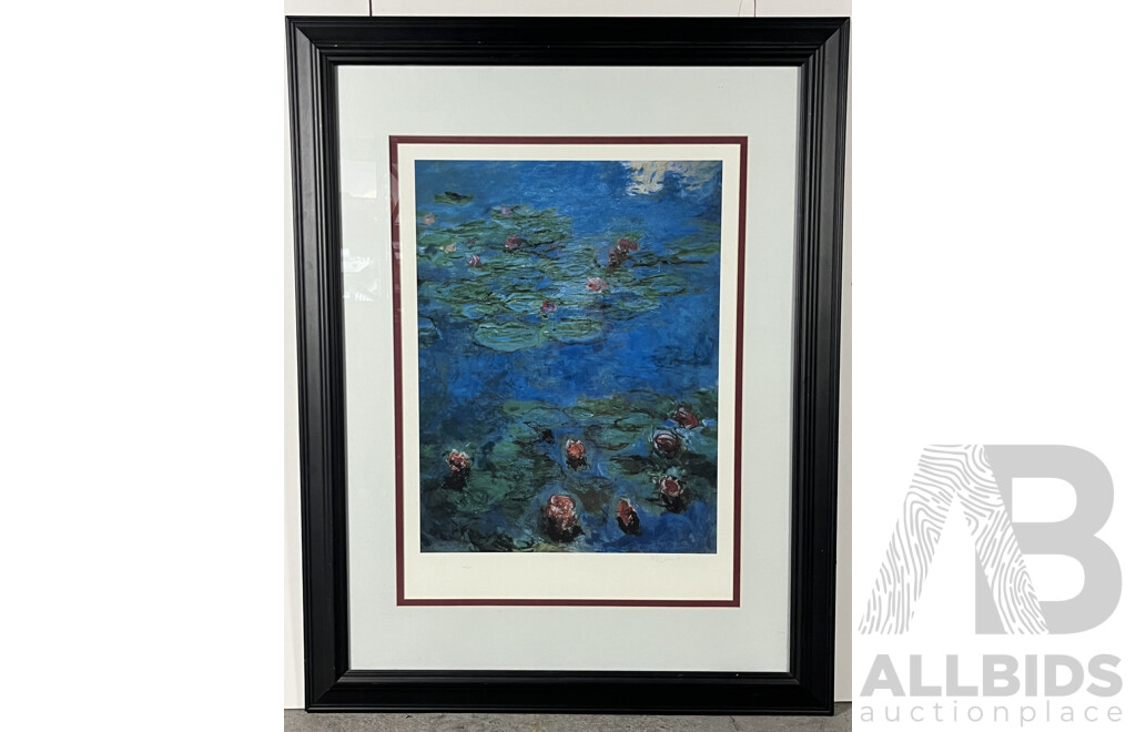 Framed Limited Edition Monet 'Water Lillies' Print, Marked 386/1500